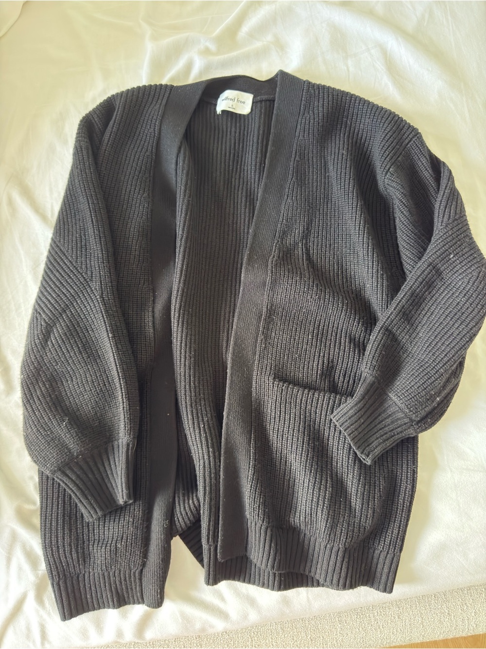 Aritzia Black Ribbed Open-Front Cardigan